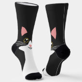 Chaussette Portrait de chat noir mignon du milieu du siècle (Angulaire)