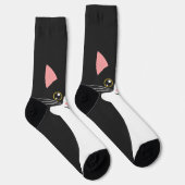 Chaussette Portrait de chat noir mignon du milieu du siècle (Droite)