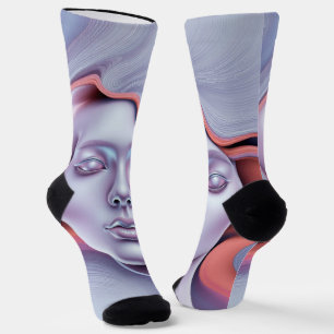 Chaussette Portrait de femme éthérée rêveuse Art surréaliste 