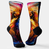 Chaussette Portrait de lion abstrait de faune cosmique (Angulaire)