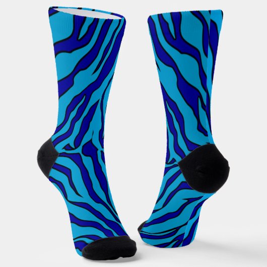 Chaussette Poster de animal Navy Blue And Turquoise Tiger Str (Angulaire)