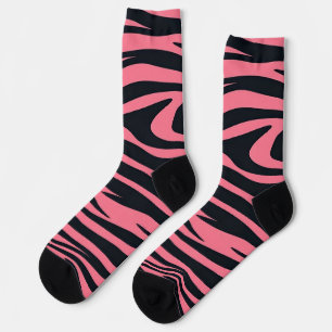 Chaussette Poster de animal Zèbre rose et noir