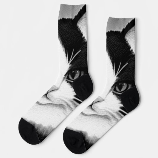Chaussette Poster de peinture de chats Tuxedo (Gauche)