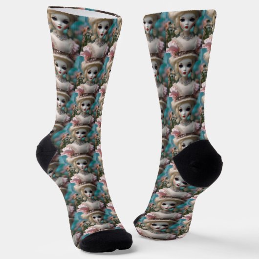Chaussette Poupée Vintage bleue, (Angulaire)