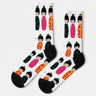 Chaussette Poupées Geisha Kokeshi japonaises traditionnelles