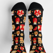 Chaussette Poupées japonaises - Chats Kokeshi et Maneki Neko (Haut)