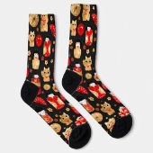Chaussette Poupées japonaises - Chats Kokeshi et Maneki Neko (Droite)