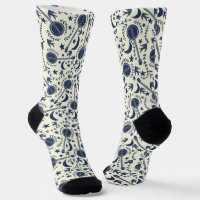Pour Banjo Players Blue et Cream Folk Art Motif