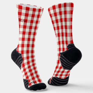 Chaussette Préppy d'ivoire rouge En vichy Noël