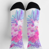 Chaussette Pretty Pink Blue Purple Floral Tropical (Haut)