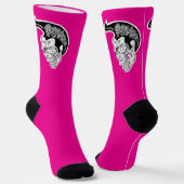 Chaussette Psycho crâne rose chaud (Angulaire)