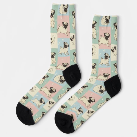 Chaussette Pug Cartoon Pattern (Gauche)
