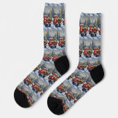 Chaussette Pug Christmas Red Truck Holiday (Gauche)