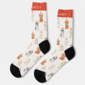 Chaussette Puppy Chien Père Noël Motif Cream (Gauche)