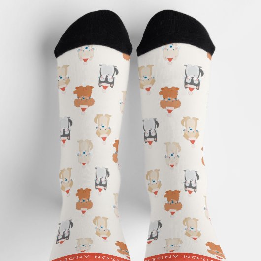 Chaussette Puppy Chien Père Noël Motif Cream (Haut)