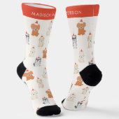 Chaussette Puppy Chien Père Noël Motif Cream (Angulaire)