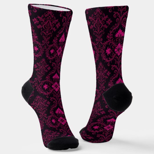Chaussette Purple and black gothic damask pattern (Angulaire)