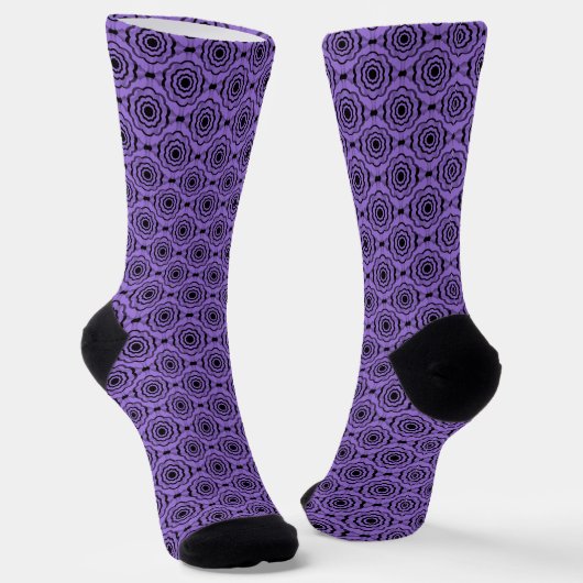 Chaussette Purple Black Flower Seamless Pattern (Angulaire)