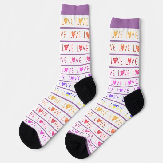 CHAUSSETTE PURPLE & BLANC STRIPE VALENTINE'S DAY LOVE (Gauche)