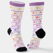 CHAUSSETTE PURPLE & BLANC STRIPE VALENTINE'S DAY LOVE (Angulaire)