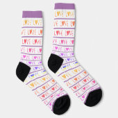 CHAUSSETTE PURPLE & BLANC STRIPE VALENTINE'S DAY LOVE (Droite)