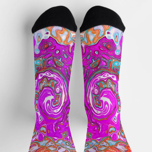 Chaussette Purple et Orange Super Retro Swirl Abstrait (Haut)