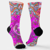 Chaussette Purple et Orange Super Retro Swirl Abstrait (Angulaire)