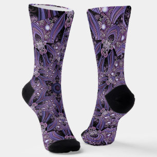 Chaussette Purple Mandala Géométrique Florale Psychédélique T