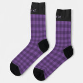 Chaussette Purple Plaid Knit Look Print - Option de texte per (Gauche)