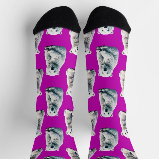 Chaussette Purple Polar Bear Pattern Design  (Haut)