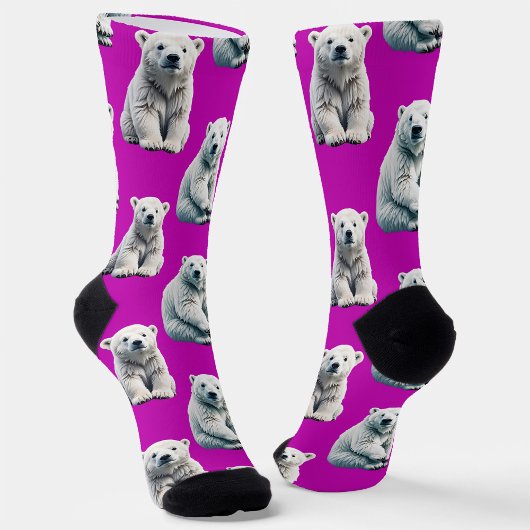 Chaussette Purple Polar Bear Pattern Design 