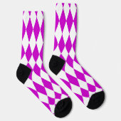 Chaussette Purple White Harlequin Diamonds Checkers Design  (Droite)