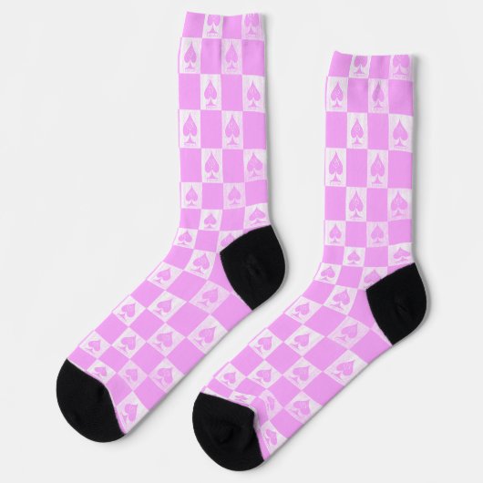 Chaussette Queen of Spades Chaussettes joli Pink Checkerboard (Gauche)