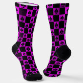 Chaussette Queen of Spades Chaussettes Pink Black Checkerboar (Angulaire)
