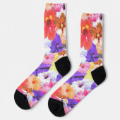 Chaussette "Radiance en fleur : Hibiscus en verre tendu (Gauche)