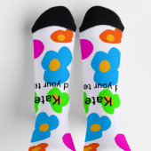 Chaussette Rainbow flower pride amour ajouter nom texte lqbtq (Haut)