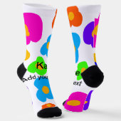 Chaussette Rainbow flower pride amour ajouter nom texte lqbtq (Angulaire)