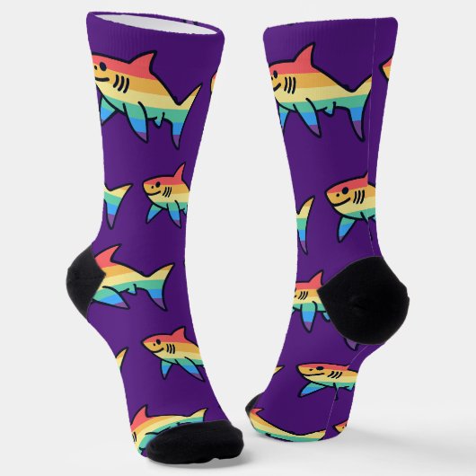 Chaussette Rainbow Shark Pride - Kawaii Nautical LGBTQ+ (Angulaire)