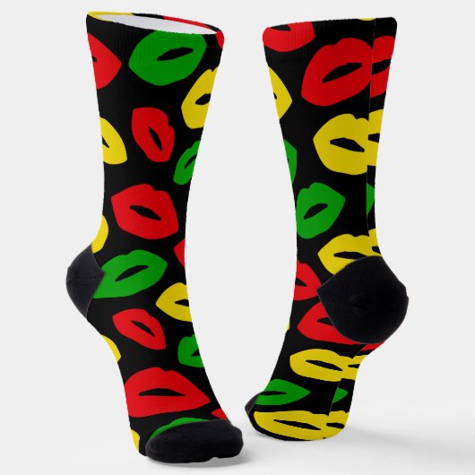 Chaussette Rasta Love Lipstick Baisers Motivés (Angulaire)
