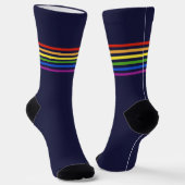 Chaussette Rayure de arc-en-ciel Monogrammé Bleu Marine (Angulaire)
