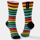 Chaussette Rayure Rétro Initiale Personnalisée (Angulaire)
