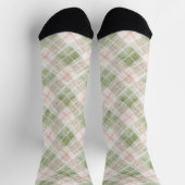 Chaussette Rayures à carreaux rose blush vert (Haut)