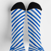Chaussette Rayures bleues sur fond blanc et texte (Haut)