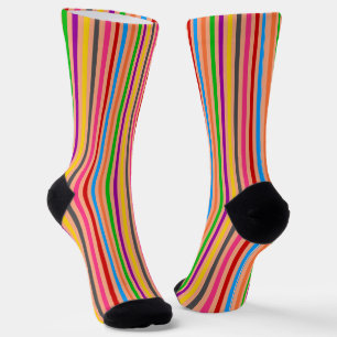 Chaussette Rayures Colorées Sur Fond Orange Design