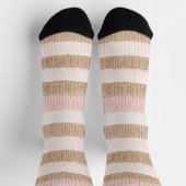 Chaussette Rayures Crème Beige Rose (Haut)