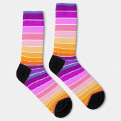 Chaussette Rayures De Coucher De Soleil - Orange, Rose, Viole (Droite)