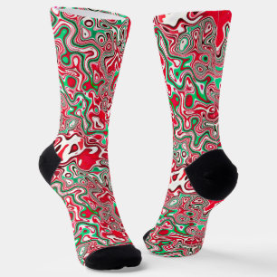 Chaussette Rayures de Noël maximalistes funky ondulées tripan