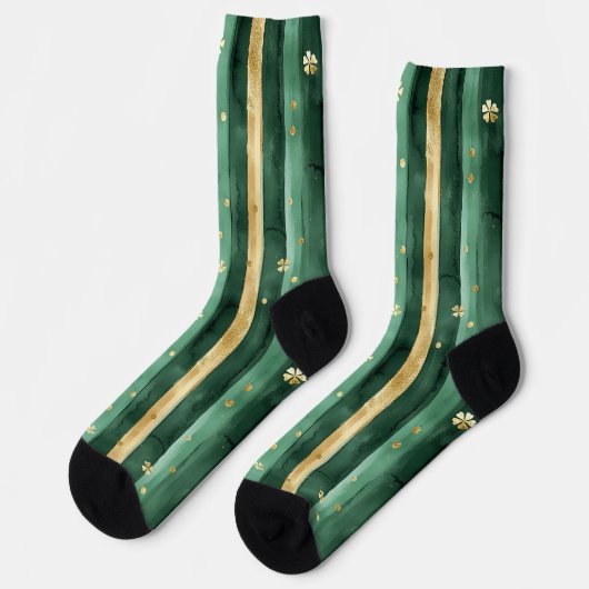 Chaussette Rayures de Shamrock vert or de la Saint-Patrick (Gauche)