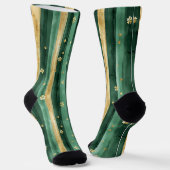 Chaussette Rayures de Shamrock vert or de la Saint-Patrick (Angulaire)