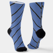 Chaussette Rayures diagonales noires sur bleu classique (Angulaire)